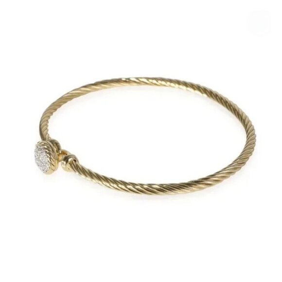 David Yurman 18k Yellow Gold Chatelaine Diamond Bangle Bracelet - Picture 4 of 7